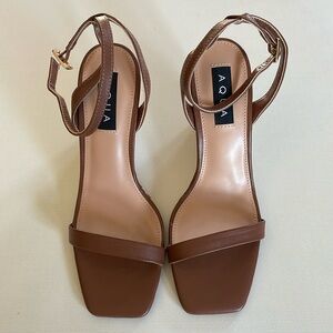 Aqua Izabl Ankle Strap Espadrille Wedge Leather Sandals - NWT